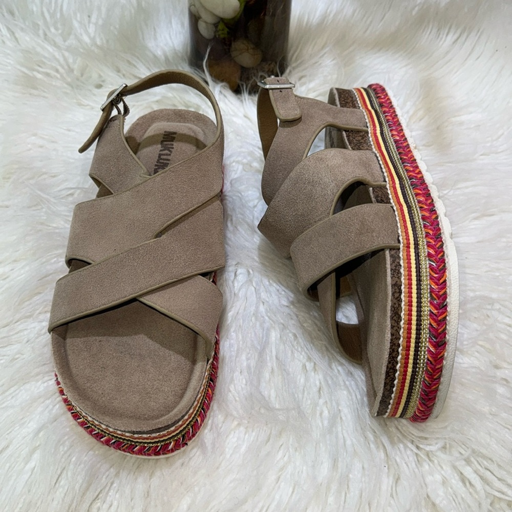 Muk Luks Tan platform sandals